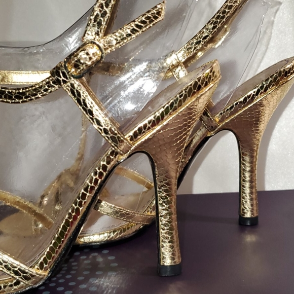 BP Platinum (Nordstrom) Gold Snake Skin Heels - Picture 4 of 5